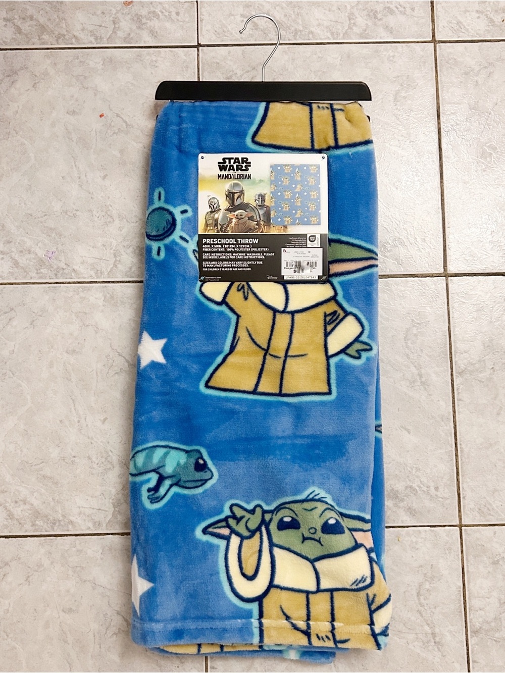 Star Wars Grogu Baby Yoda Blue Pre School Throw Blanket NWT